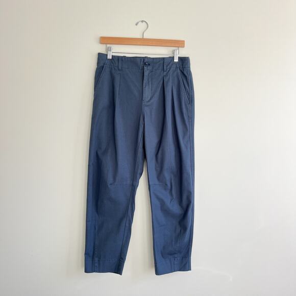 AYR NWT The Bam Prussian Blue Baby Barrel Leg Cotton Pleated Pants, Size 4 - Picture 5 of 14
